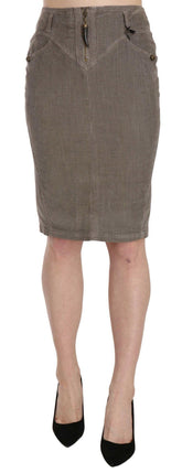 Just Cavalli Gray Corduroy Pencil Straight A-Line Skirt -   -  Just Cavalli.